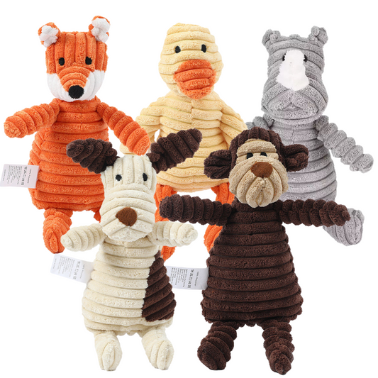 5 Pack Tough Dog Toys Stuffed Squeaky Assortment Plush Animal Toys Cute Fall Collection Fun Set