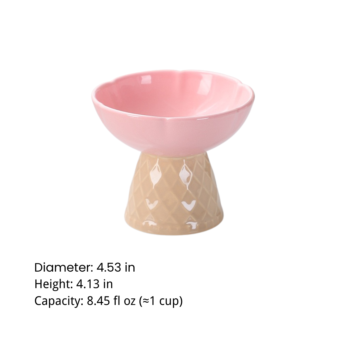 Elevated Ceramic Cat Bowl Ice Cream Design Non-Slip Pet Food & Water Dish for Cats & Small Pets
