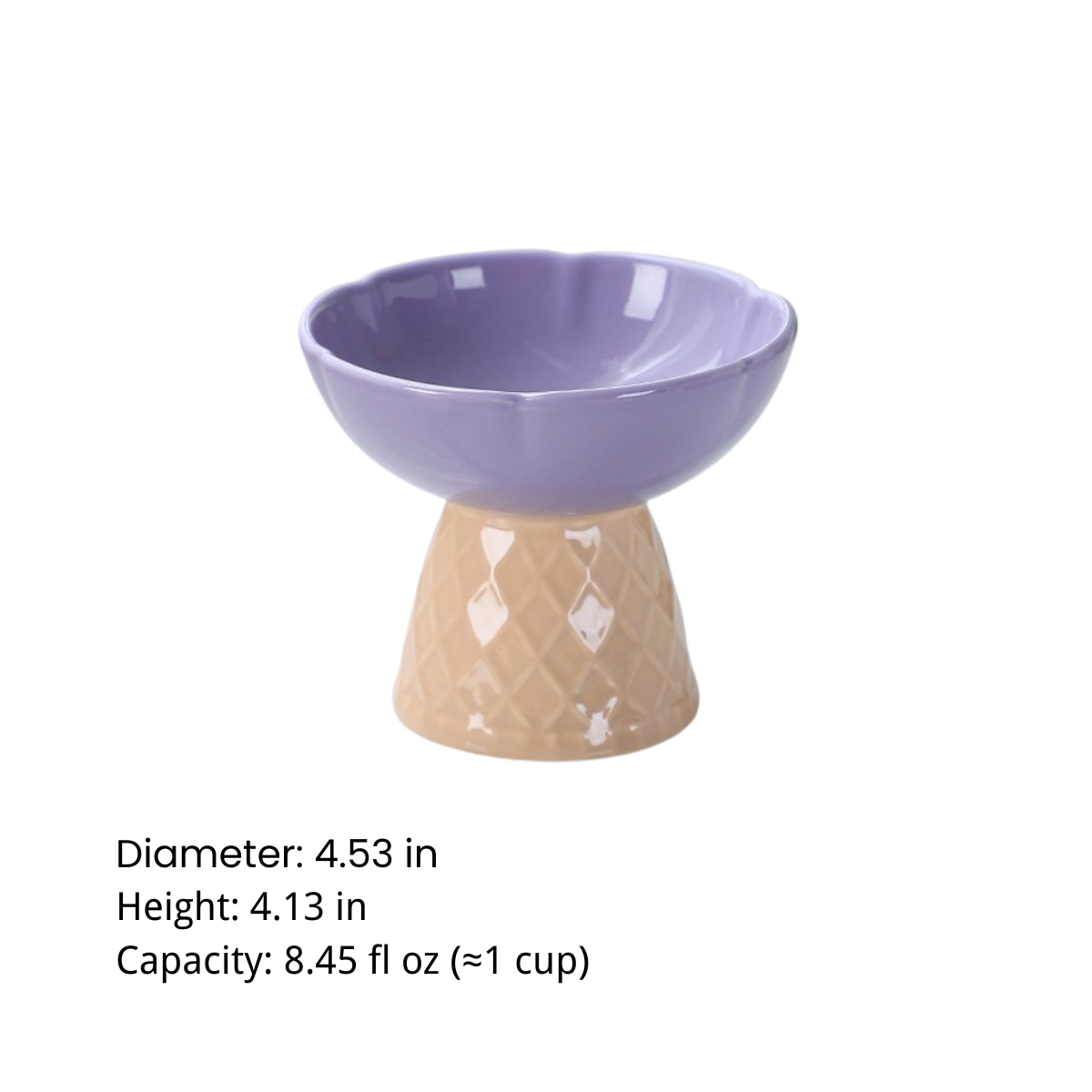 Elevated Ceramic Cat Bowl Ice Cream Design Non-Slip Pet Food & Water Dish for Cats & Small Pets