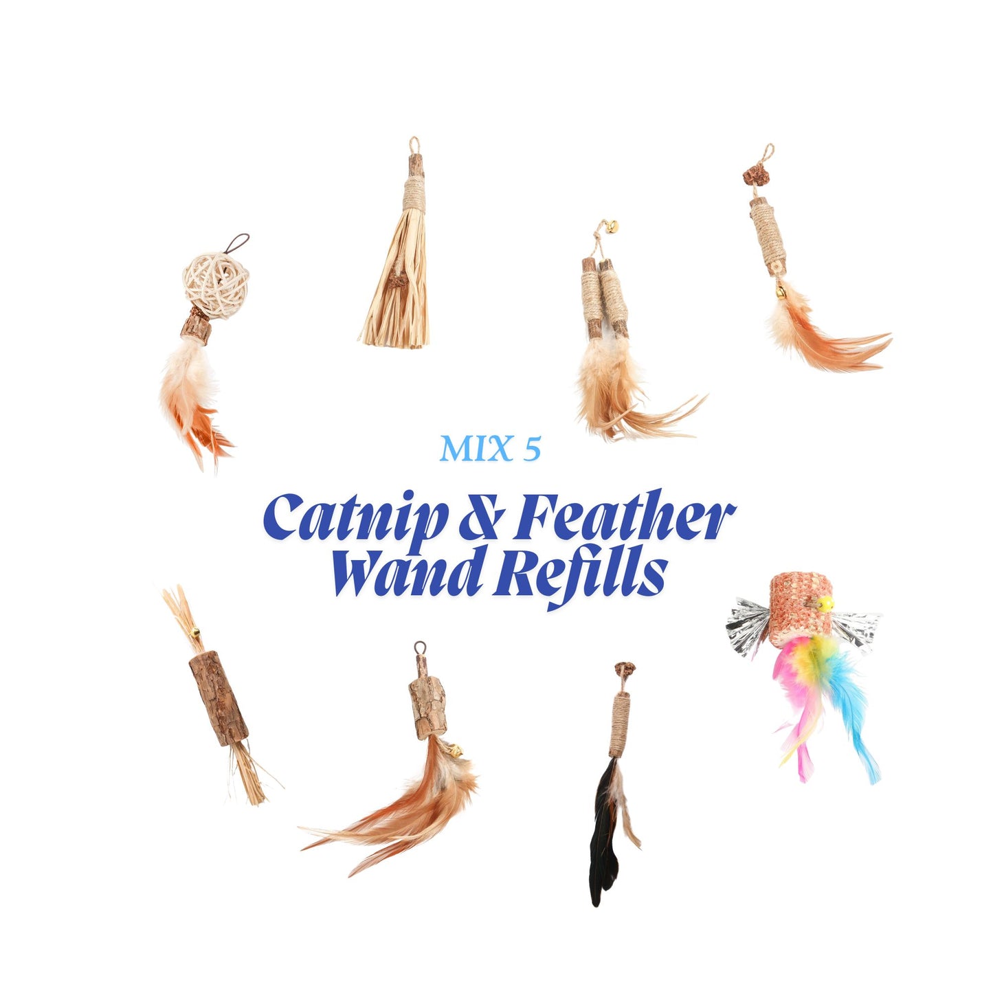 Cat Catnip & Feather Wand Refills Set